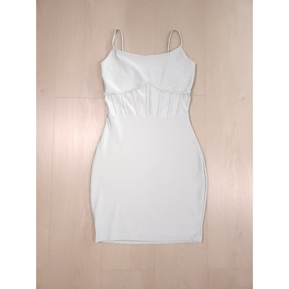 Tresser Corset-Style Bodycon Mini Dress – Women’s S, Light Sage Green